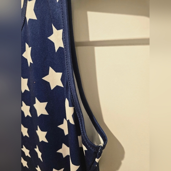 NWOT For G And PL Red White & Blue Stars & Stripes Patriotic Maxi Dress Size L - Picture 4 of 10